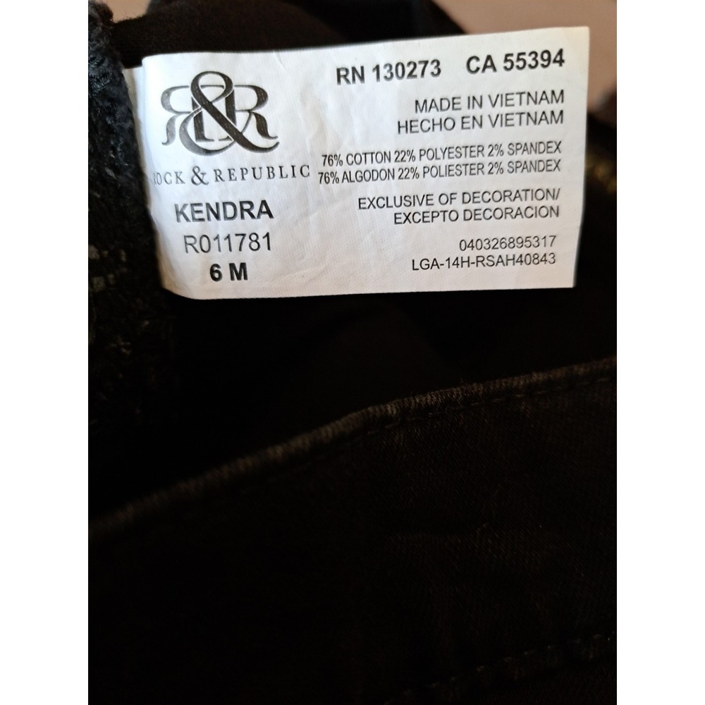 Rock & Republic Women's Black Cotton Kendra Curvy Bootcut Denim Jeans Pants Sz 6 - Picture 10 of 16